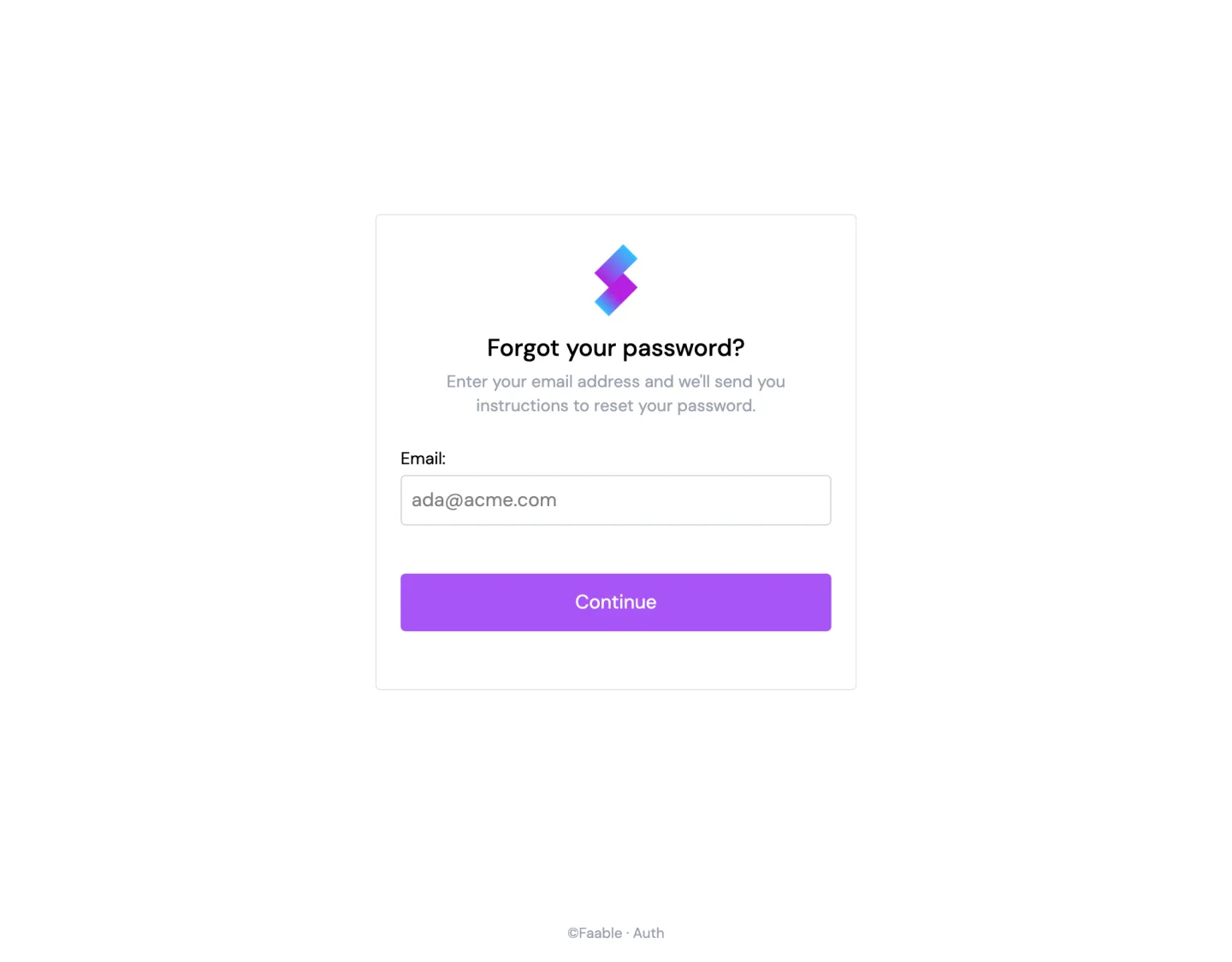 The forgot-password screen (desktop)