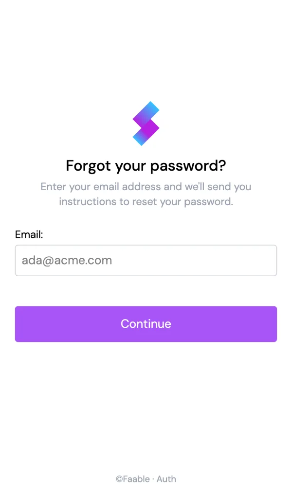 The forgot-password screen (mobile)