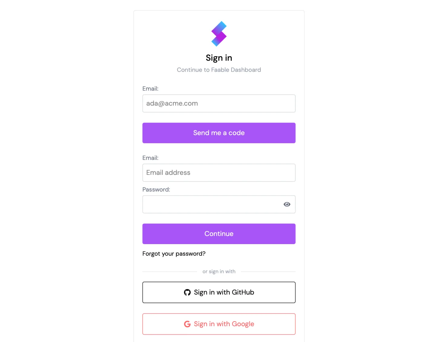 The sign-in screen (desktop)