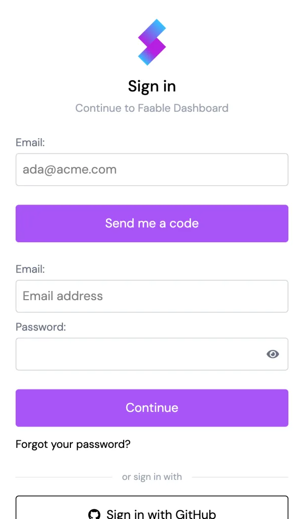 The sign-in screen (mobile)