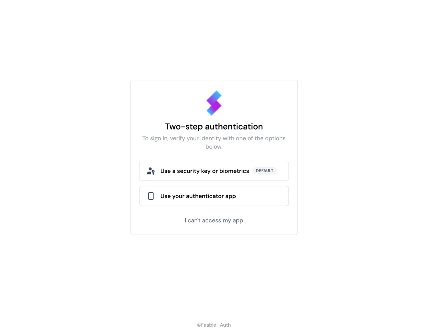 The two-step verification screen (desktop)