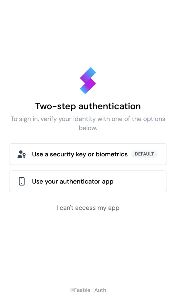 The two-step verification screen (mobile)