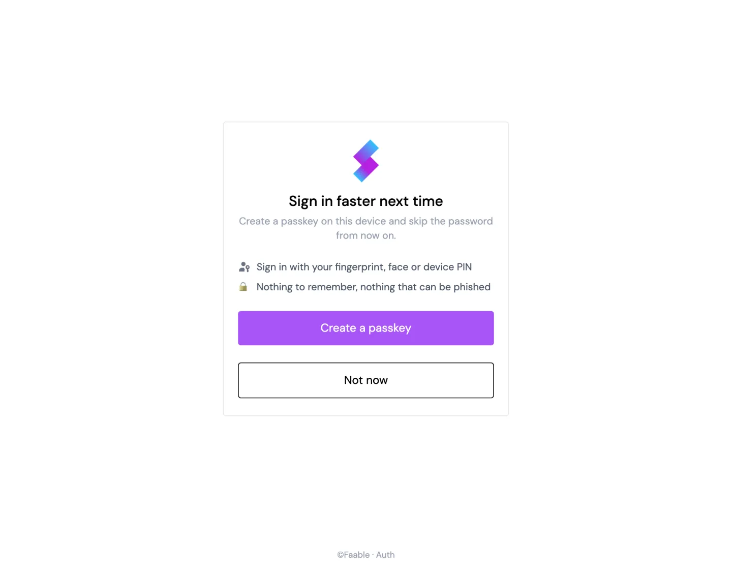 The offer to create a passkey (desktop)
