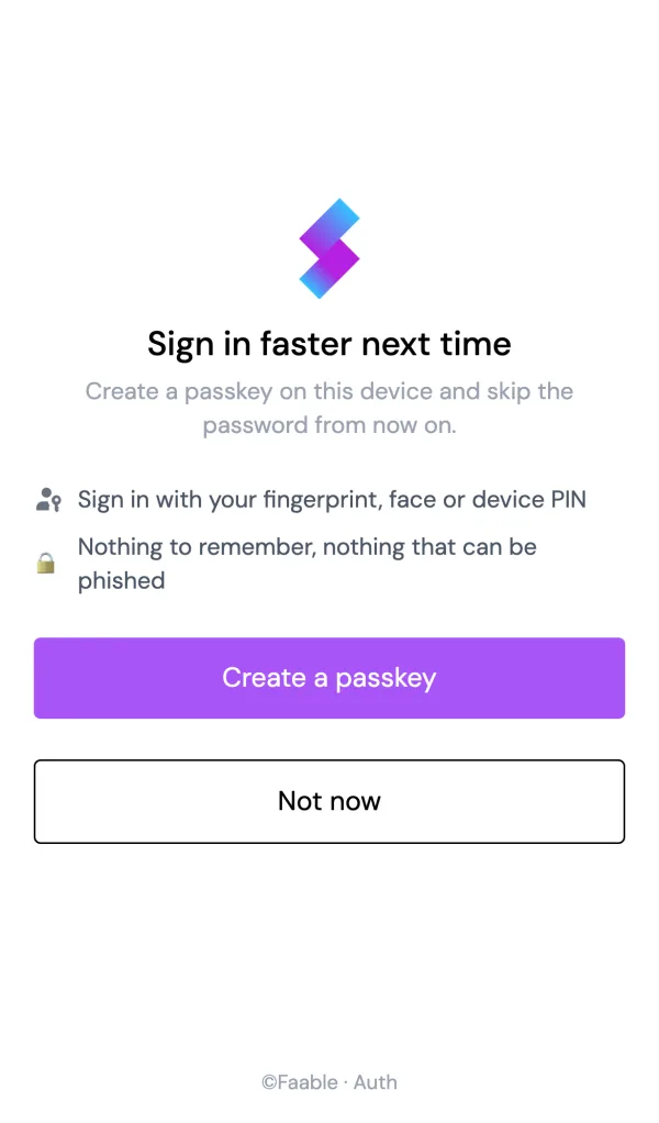 The offer to create a passkey (mobile)