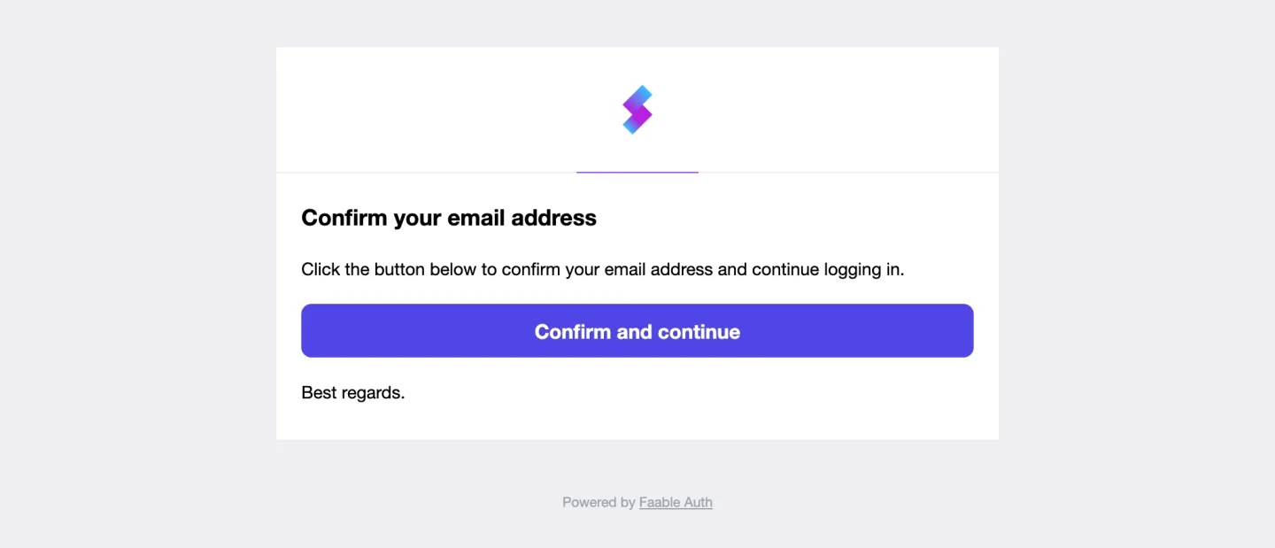 The email with the sign-in button (desktop)