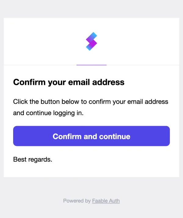 The email with the sign-in button (mobile)